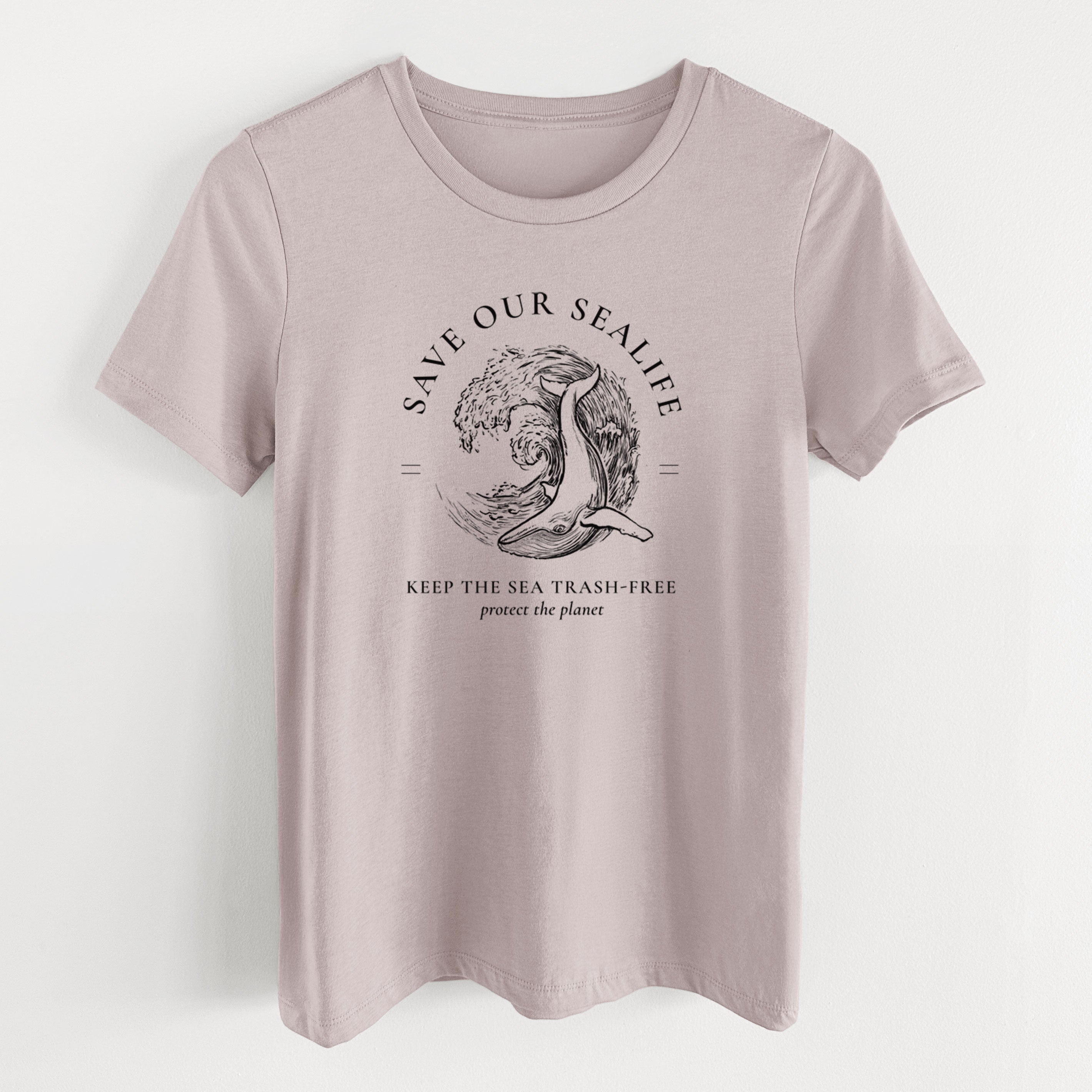 Save our Sealife - Keep the Sea Trash-Free - Women's Lightweight Relaxed Fit 100% Cotton Crewneck