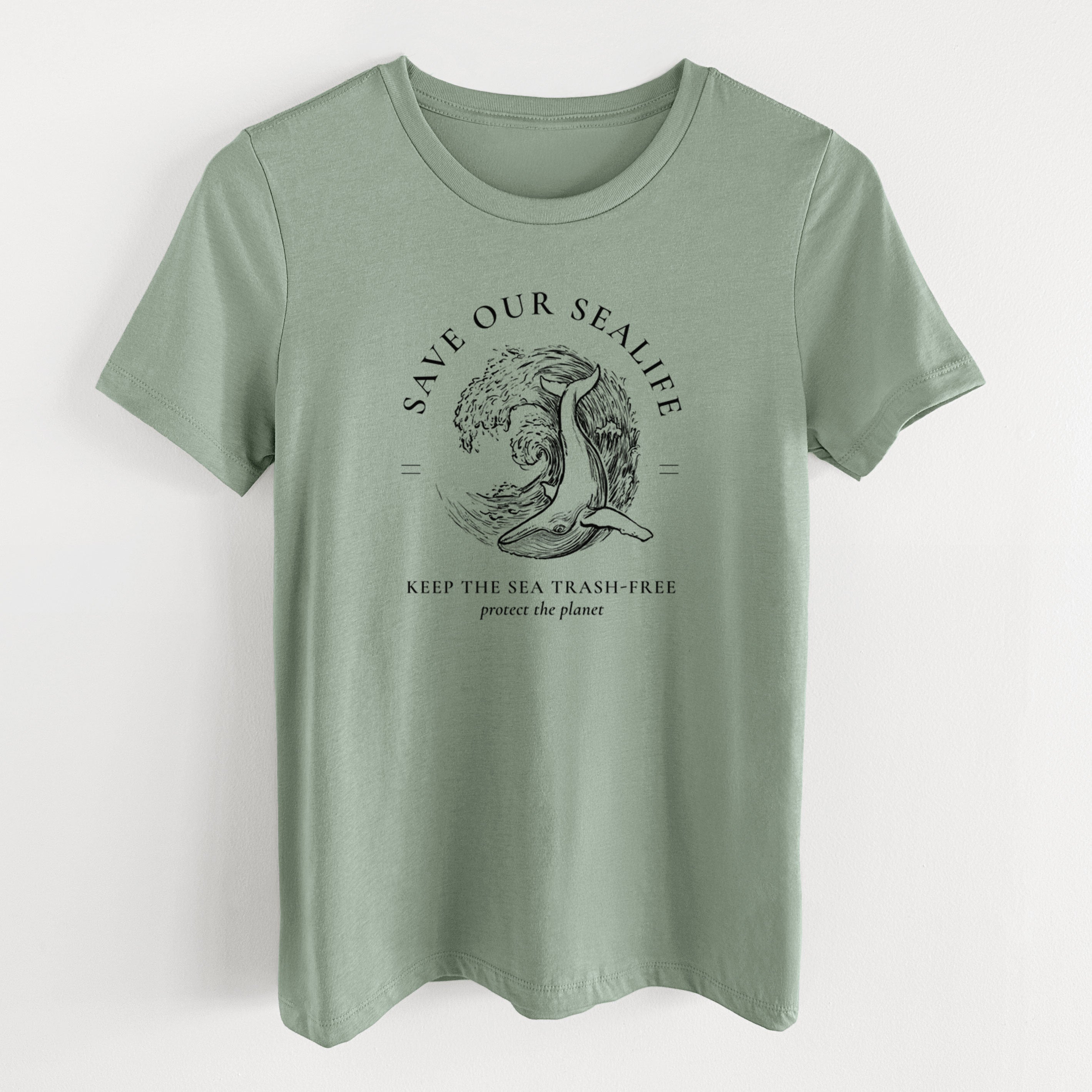 Save our Sealife - Keep the Sea Trash-Free - Women's Lightweight Relaxed Fit 100% Cotton Crewneck