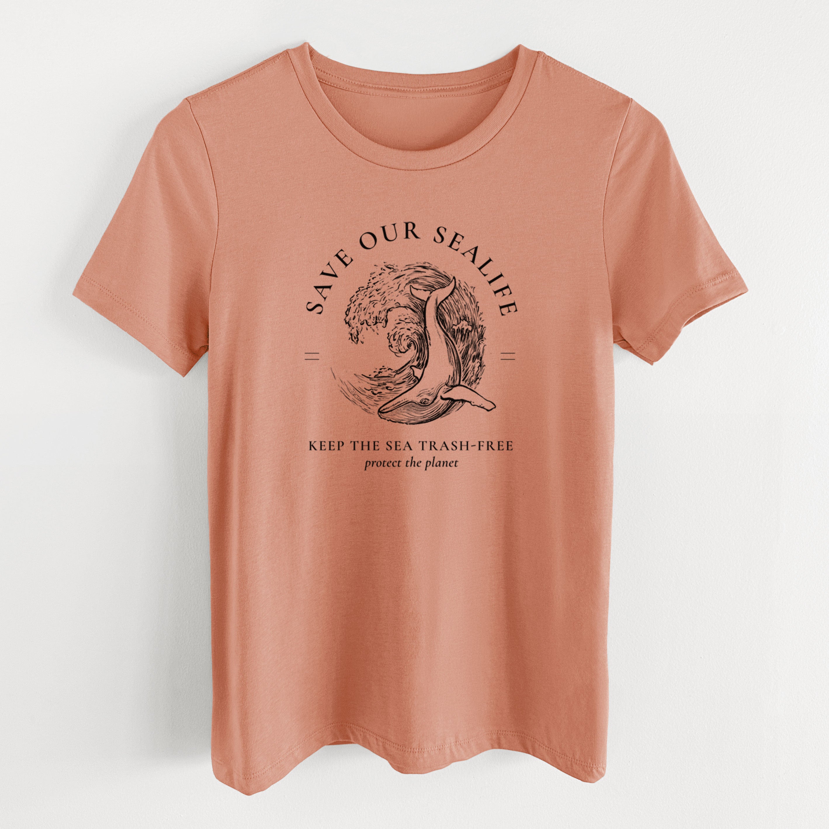 Save our Sealife - Keep the Sea Trash-Free - Women's Lightweight Relaxed Fit 100% Cotton Crewneck