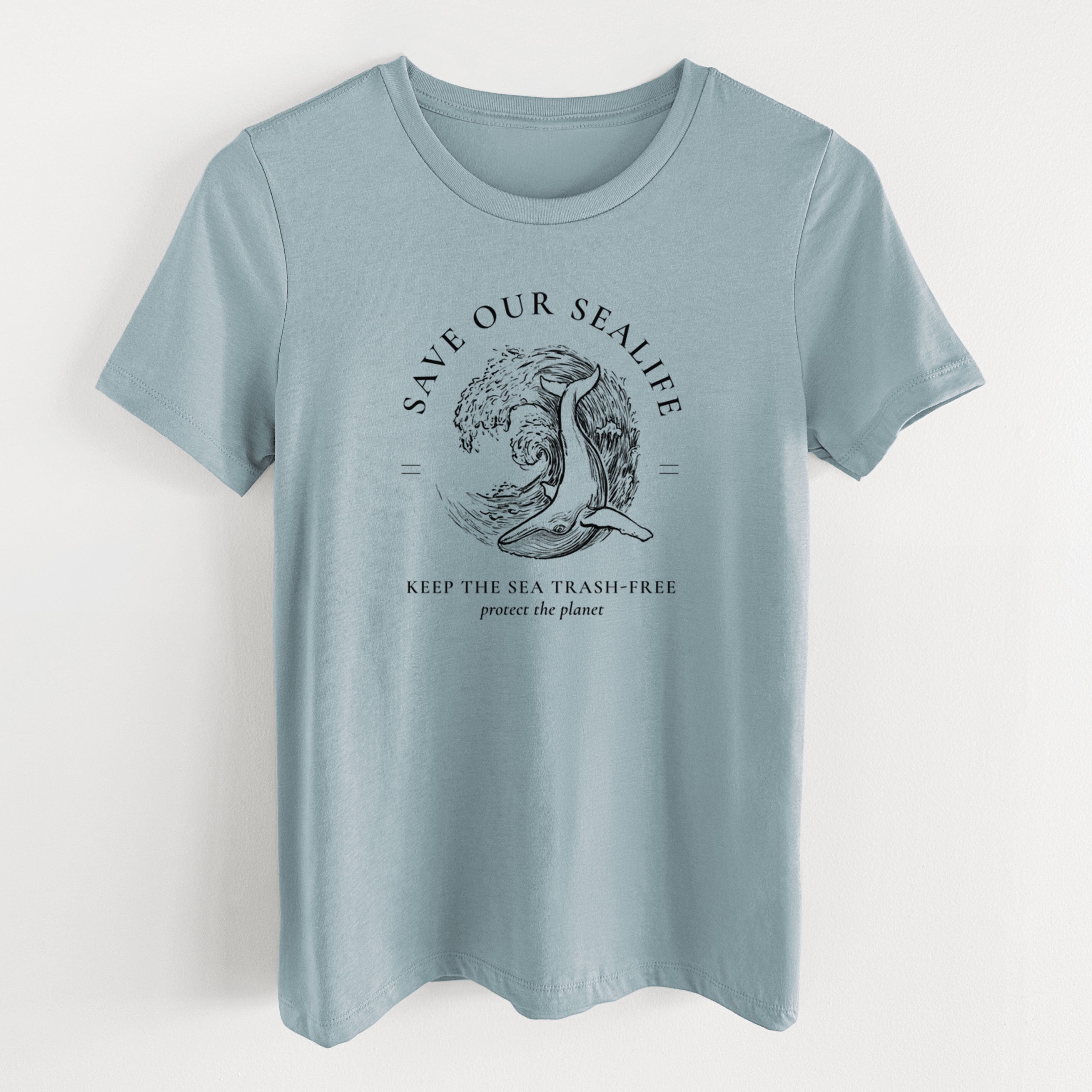 Save our Sealife - Keep the Sea Trash-Free - Women's Lightweight Relaxed Fit 100% Cotton Crewneck