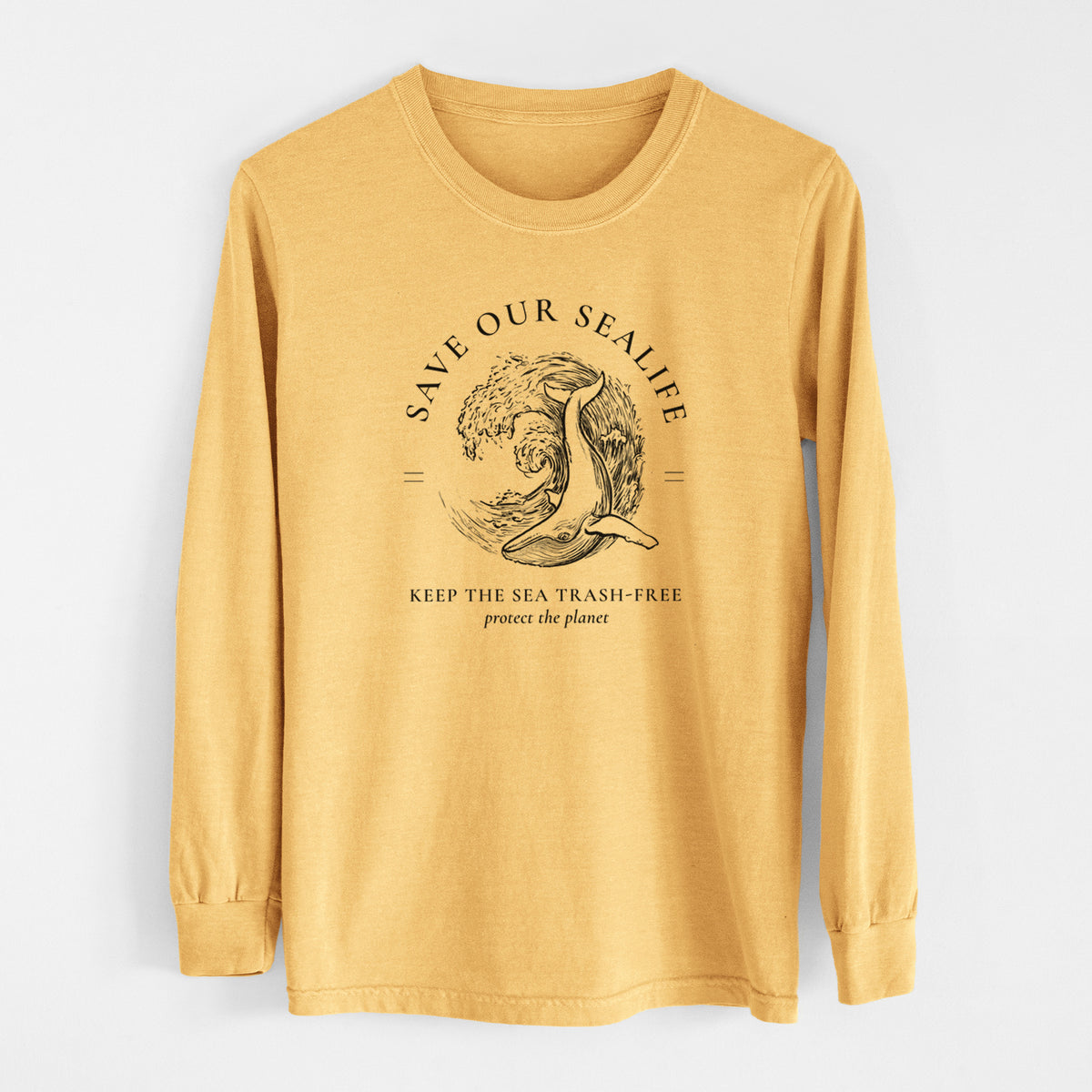 Save our Sealife - Keep the Sea Trash-Free - Men&#39;s Heavyweight 100% Cotton Long Sleeve