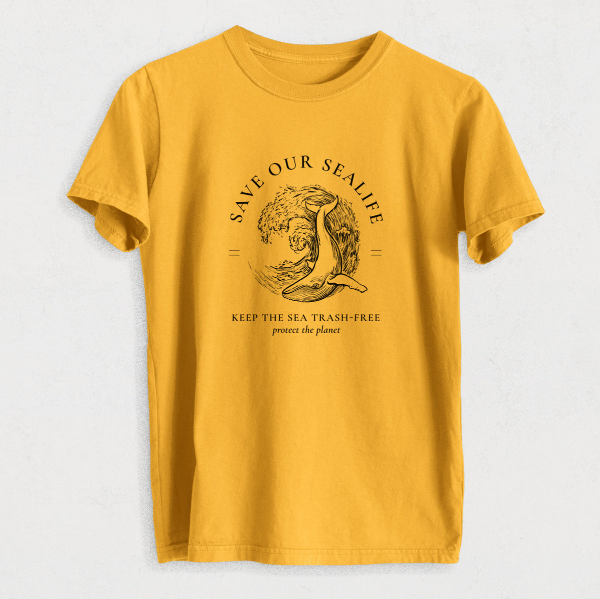 Save our Sealife - Keep the Sea Trash-Free - Heavyweight Men&#39;s 100% Organic Cotton Tee