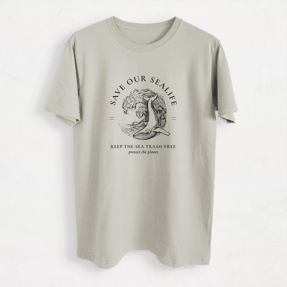 Save our Sealife - Keep the Sea Trash-Free - Heavyweight Men&#39;s 100% Organic Cotton Tee