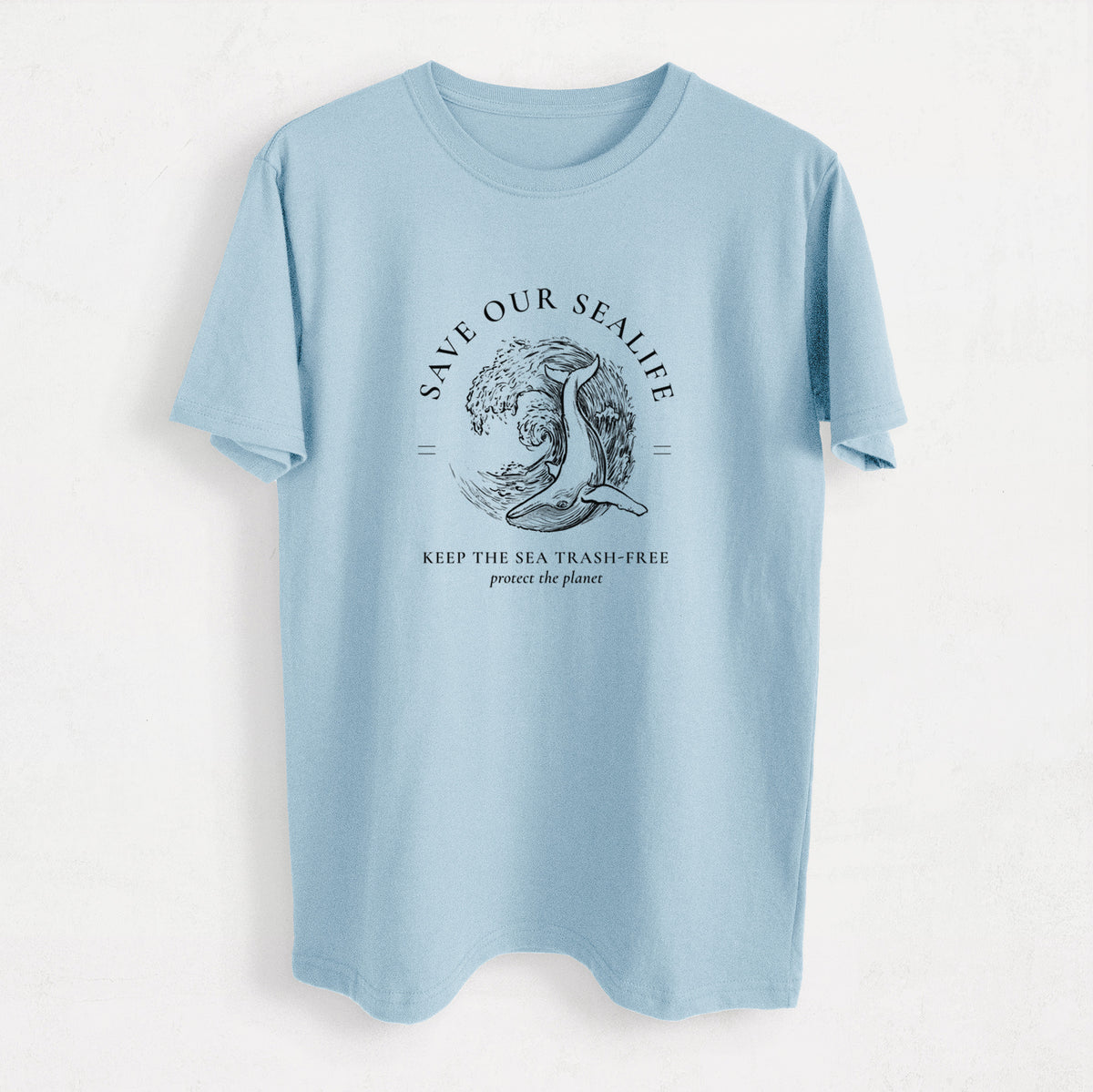 Save our Sealife - Keep the Sea Trash-Free - Heavyweight Men&#39;s 100% Organic Cotton Tee
