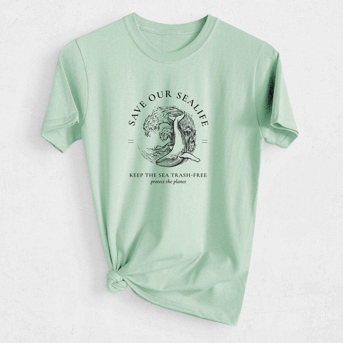 Save our Sealife - Keep the Sea Trash-Free - Heavyweight Men&#39;s 100% Organic Cotton Tee