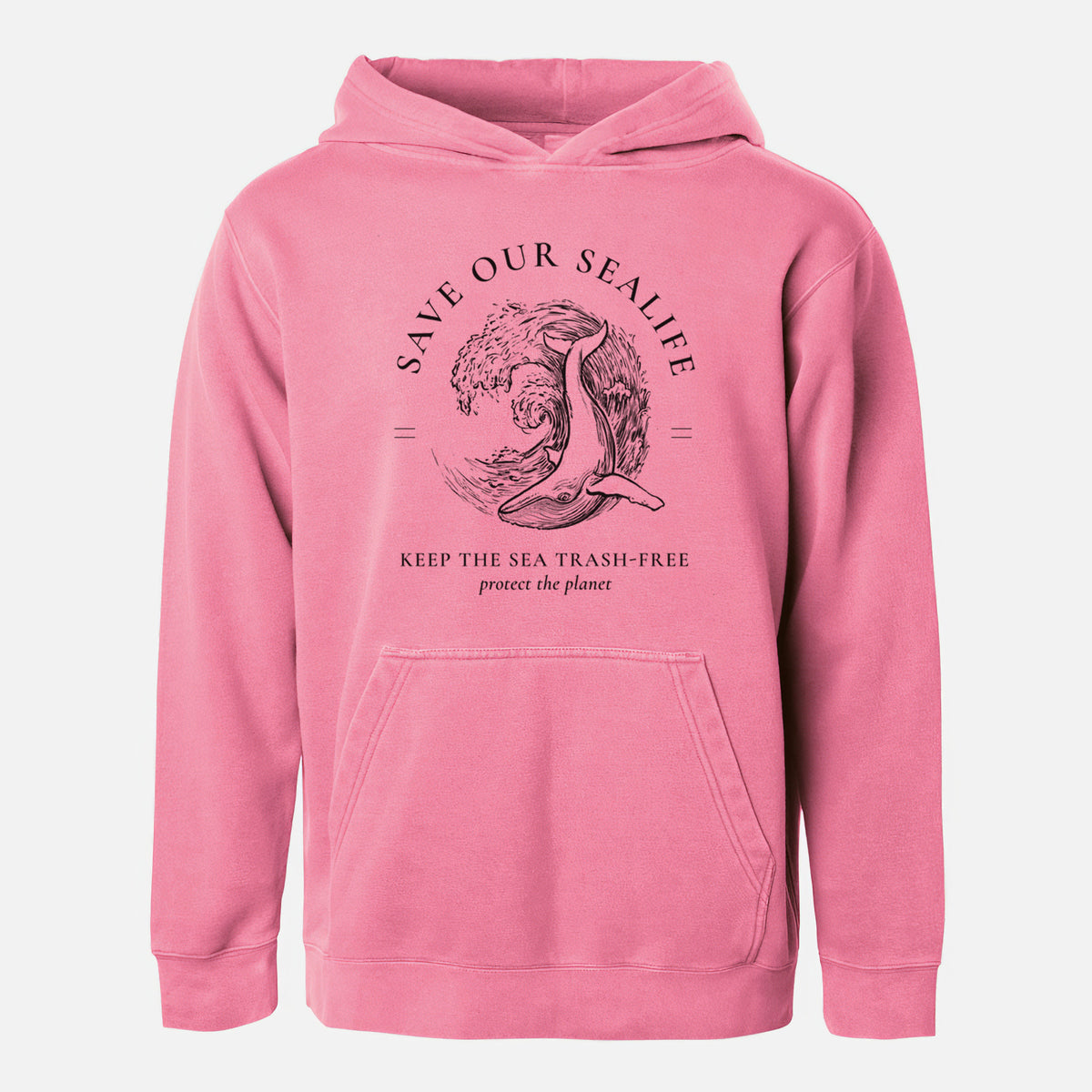 Save our Sealife - Keep the Sea Trash-Free - Youth Pigment Dyed Hoodie