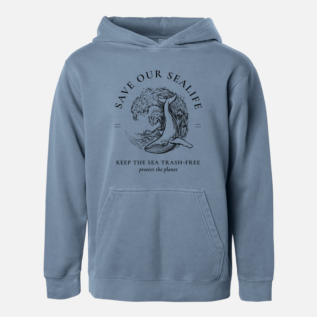 Save our Sealife - Keep the Sea Trash-Free - Youth Pigment Dyed Hoodie