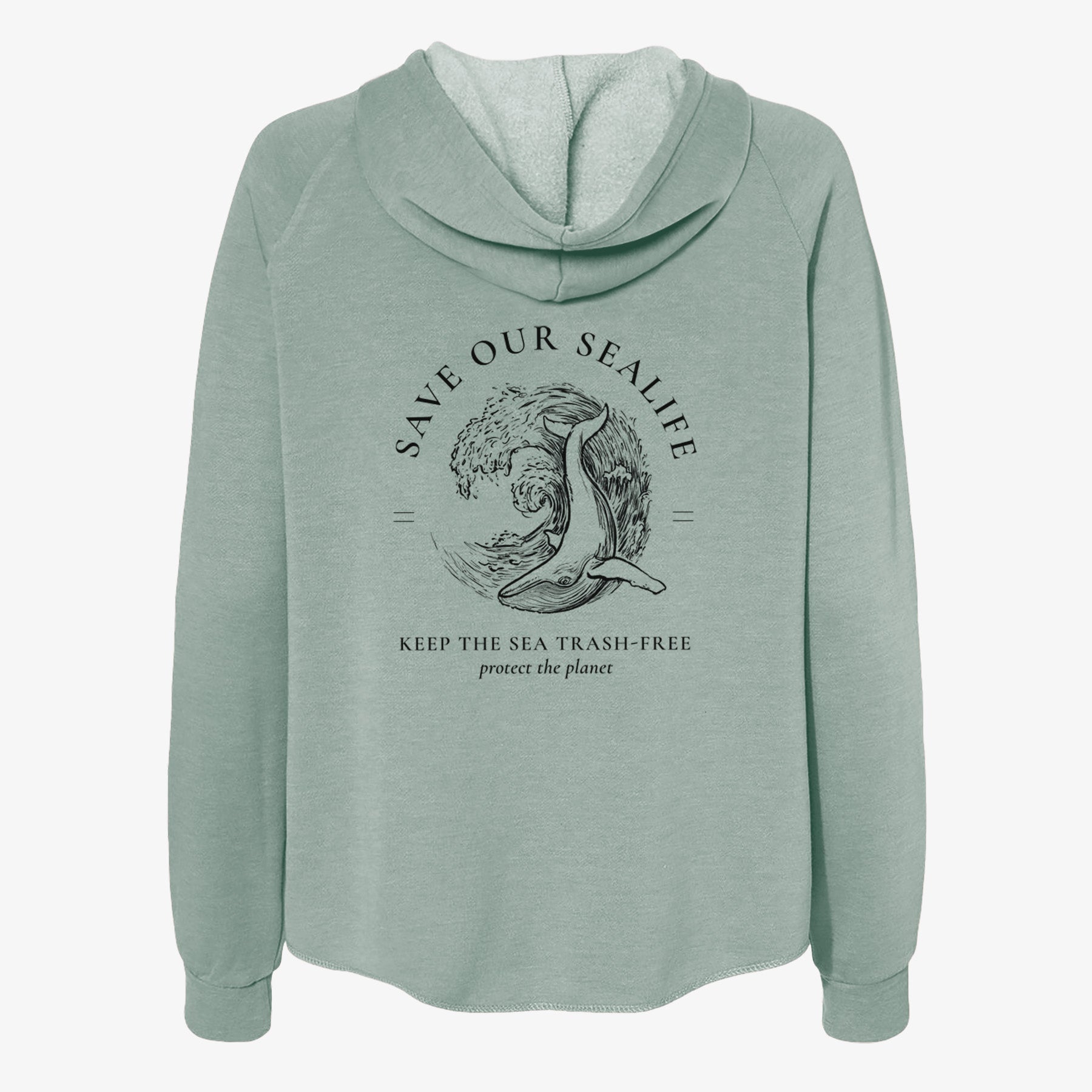 Save our Sealife - Keep the Sea Trash-Free - Women's Cali Wave Zip-Up Sweatshirt