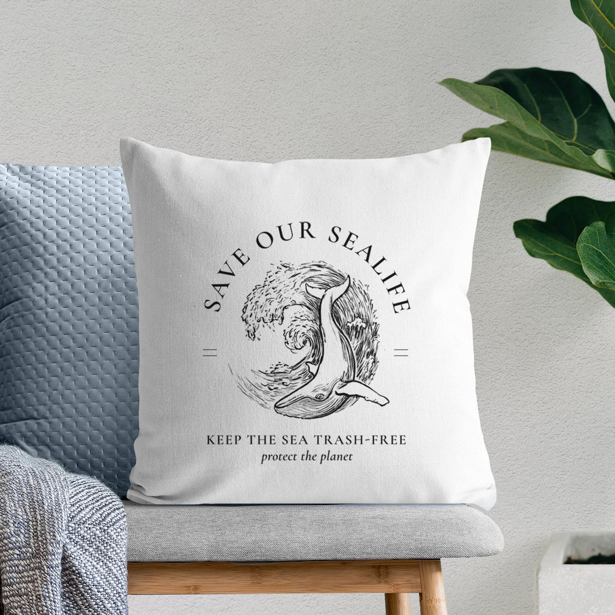 Save our Sealife - Keep the Sea Trash-Free - Throw Pillow Cover