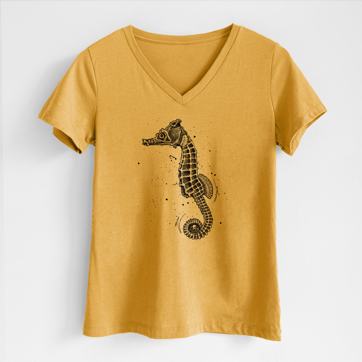 Hippocampus ingens - Pacific Seahorse - Women&#39;s Lightweight Relaxed Fit 100% Cotton V-neck