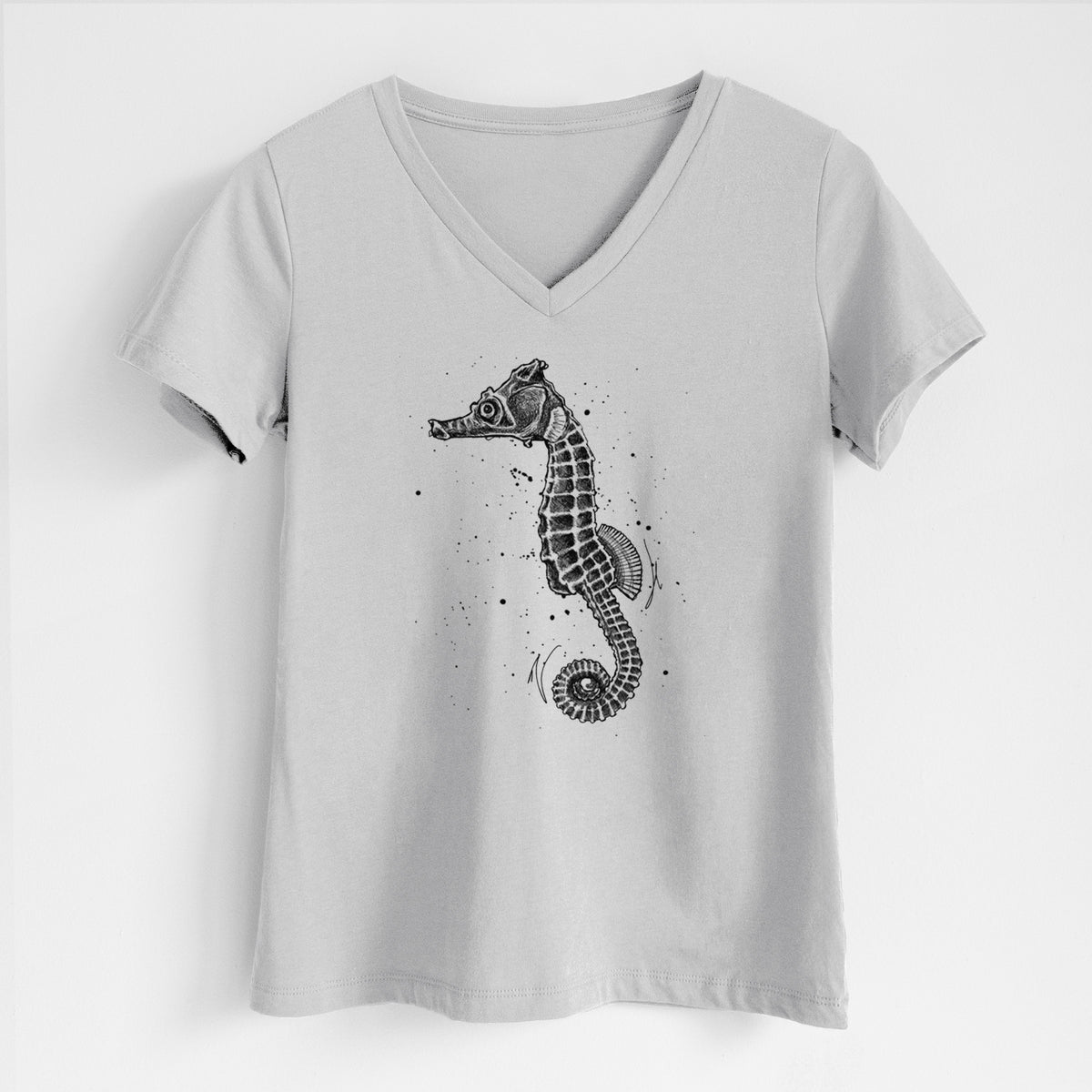 Hippocampus ingens - Pacific Seahorse - Women&#39;s Lightweight Relaxed Fit 100% Cotton V-neck