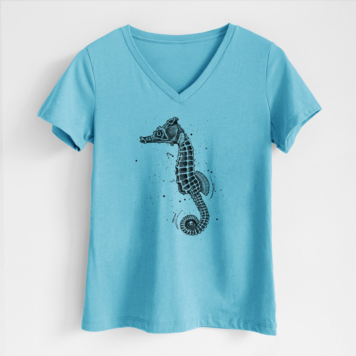 Hippocampus ingens - Pacific Seahorse - Women&#39;s Lightweight Relaxed Fit 100% Cotton V-neck
