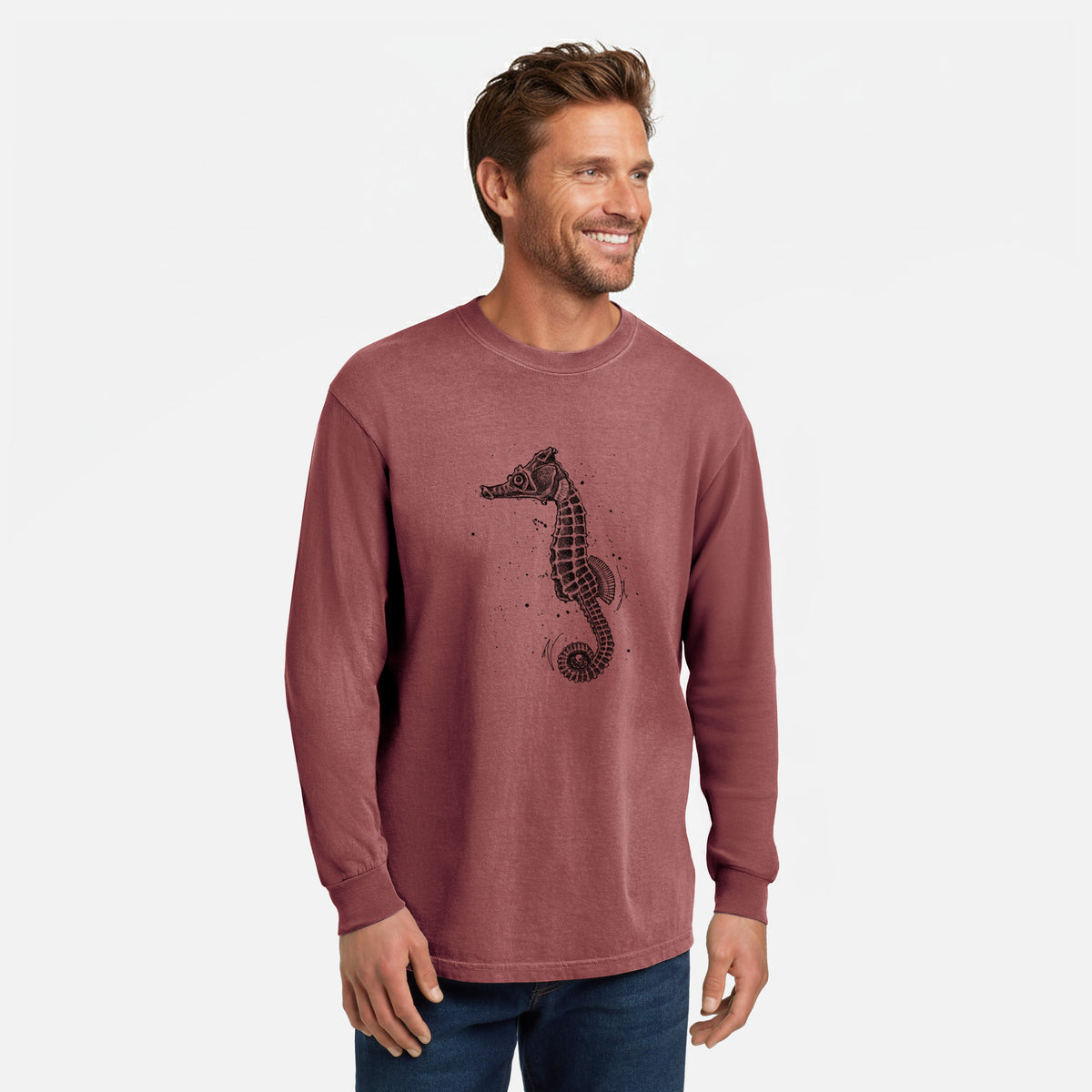 Hippocampus ingens - Pacific Seahorse - Unisex Comfort Colors 100% Cotton Long Sleeve