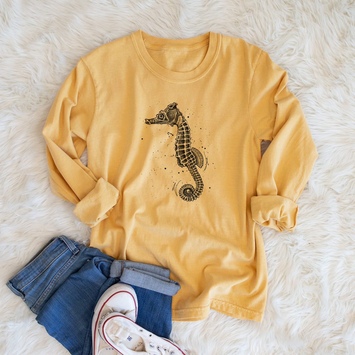 Hippocampus ingens - Pacific Seahorse - Unisex Comfort Colors 100% Cotton Long Sleeve