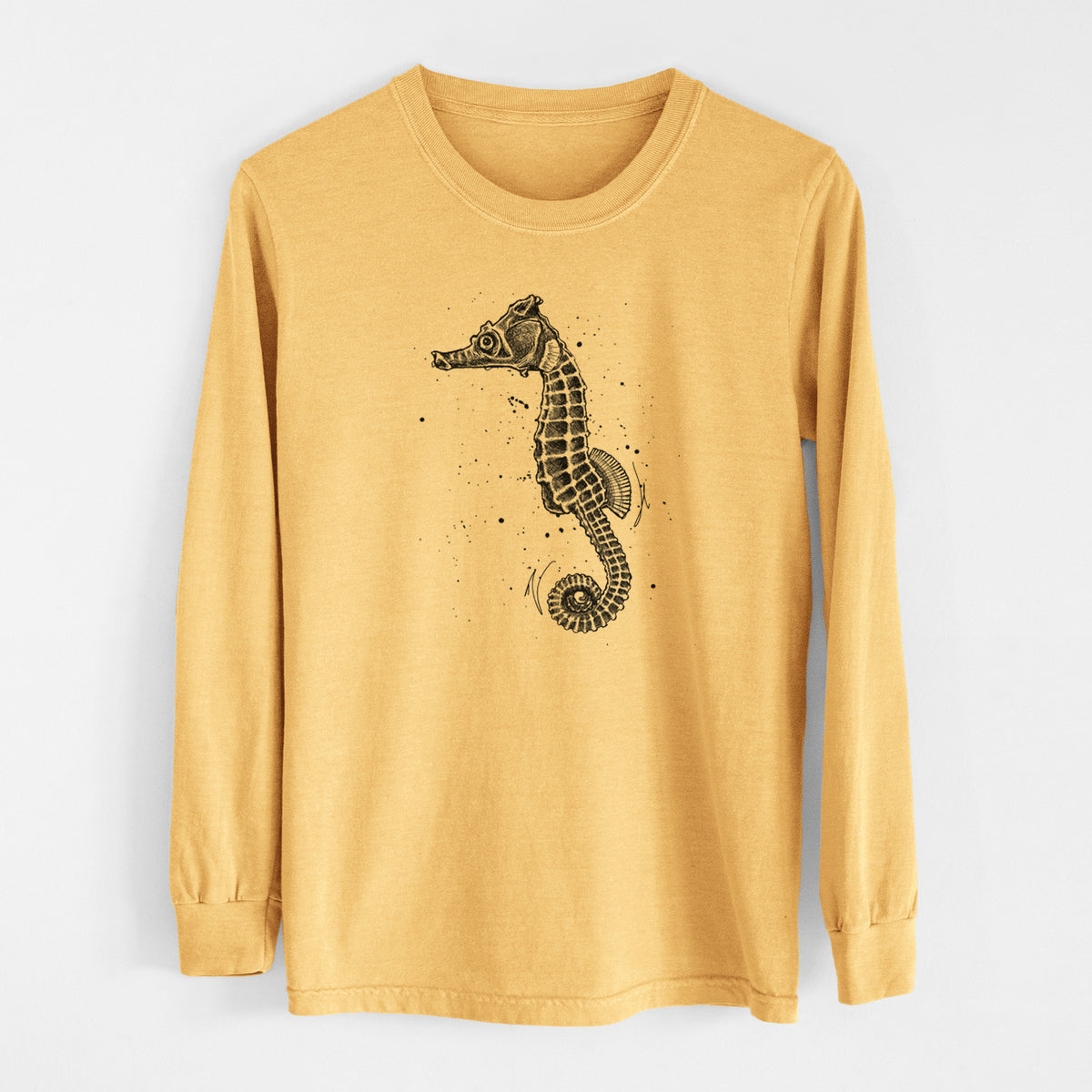 Hippocampus ingens - Pacific Seahorse - Men&#39;s Heavyweight 100% Cotton Long Sleeve