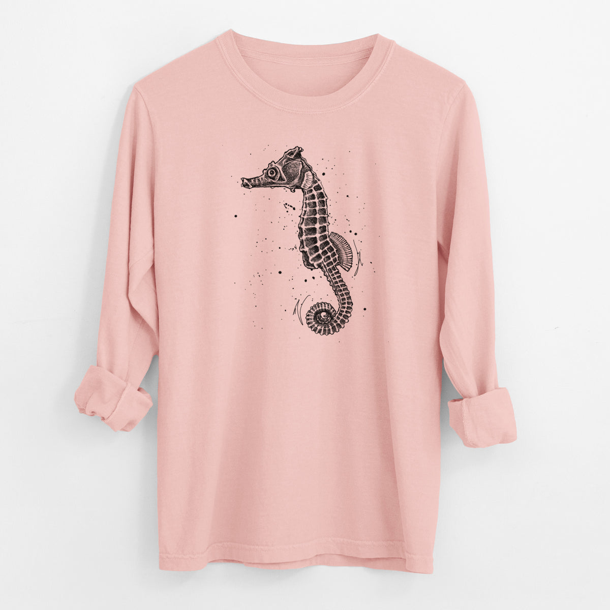 Hippocampus ingens - Pacific Seahorse - Men&#39;s Heavyweight 100% Cotton Long Sleeve