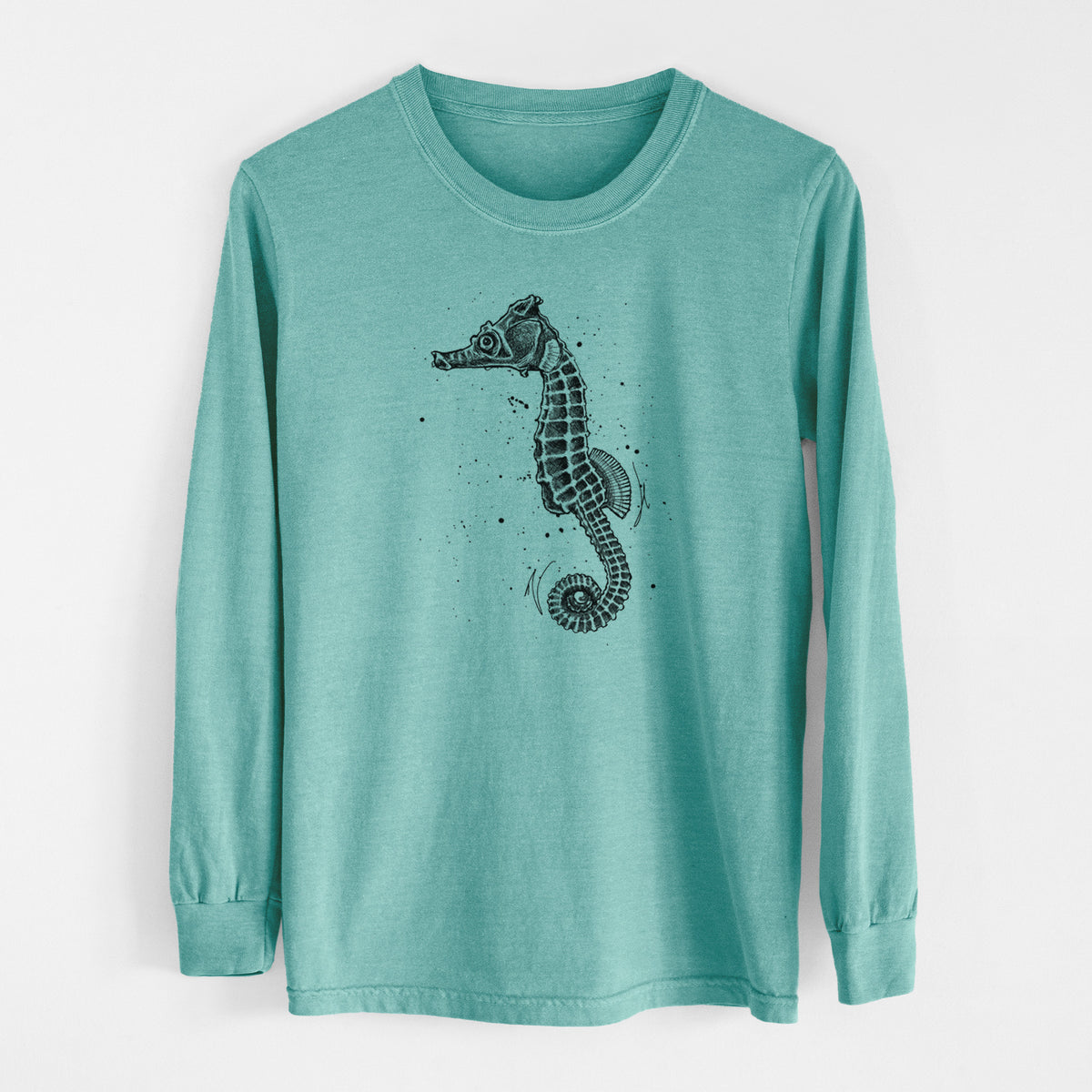 Hippocampus ingens - Pacific Seahorse - Men&#39;s Heavyweight 100% Cotton Long Sleeve