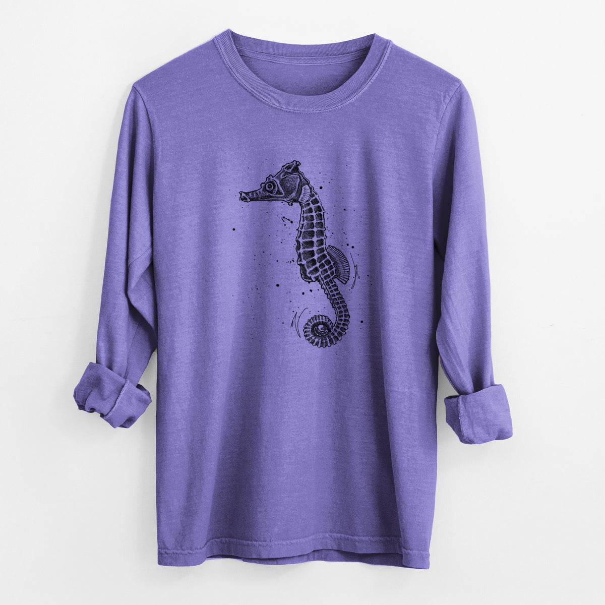 Hippocampus ingens - Pacific Seahorse - Unisex Comfort Colors 100% Cotton Long Sleeve