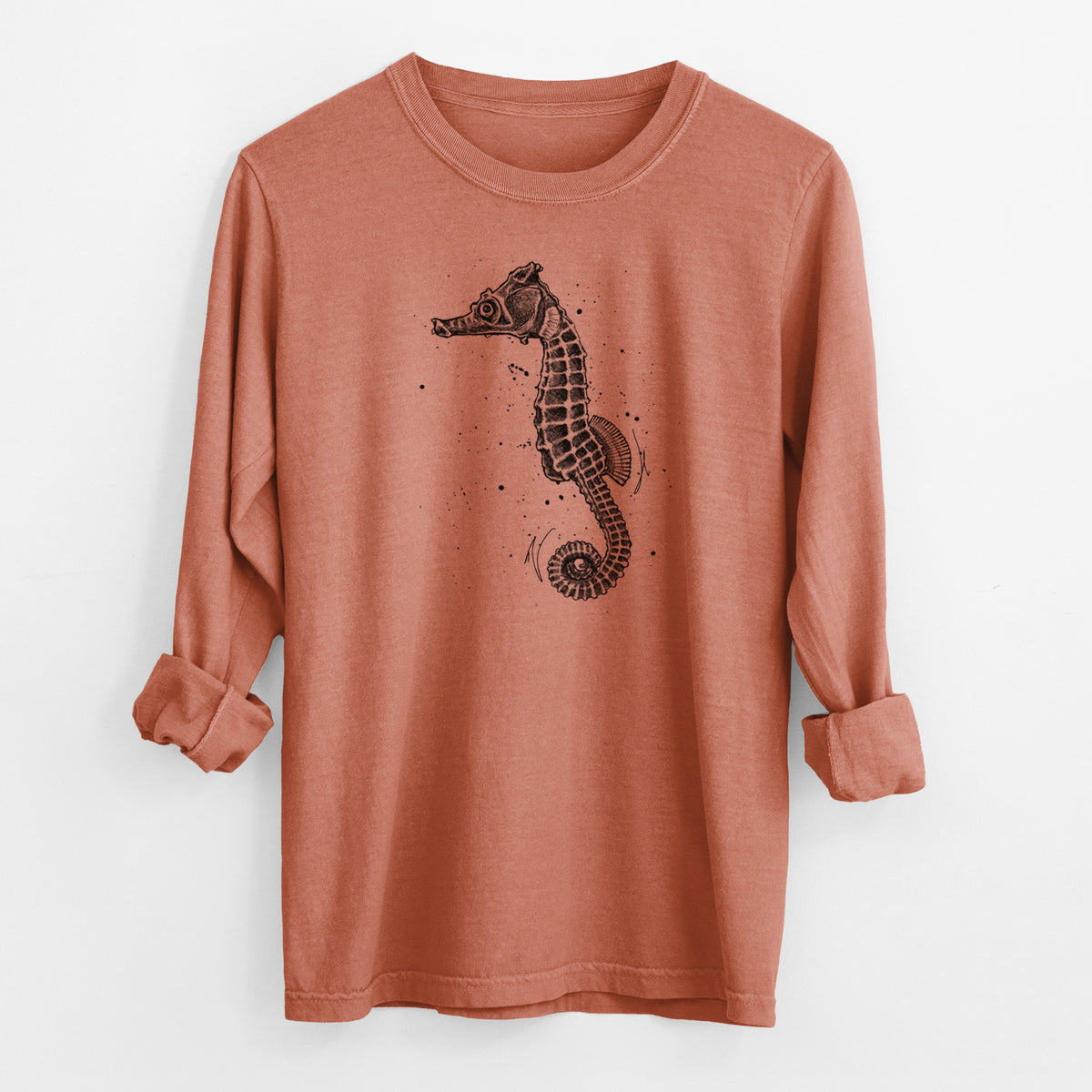 Hippocampus ingens - Pacific Seahorse - Men&#39;s Heavyweight 100% Cotton Long Sleeve