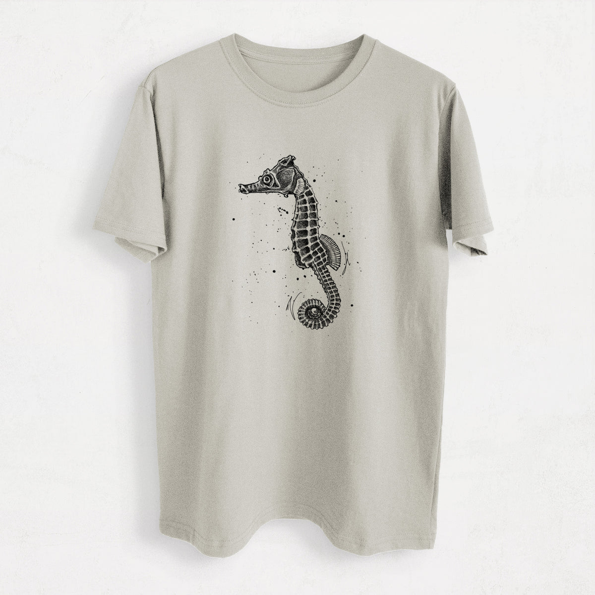 Hippocampus ingens - Pacific Seahorse - Heavyweight Men&#39;s 100% Organic Cotton Tee