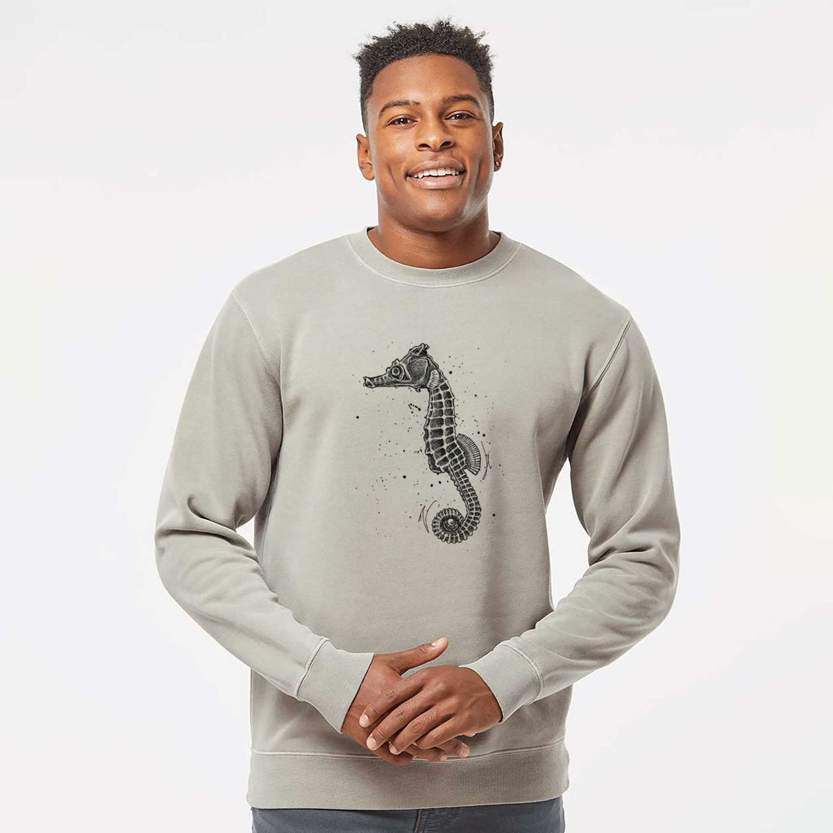 Hippocampus ingens - Pacific Seahorse - Unisex Pigment Dyed Crew Sweatshirt