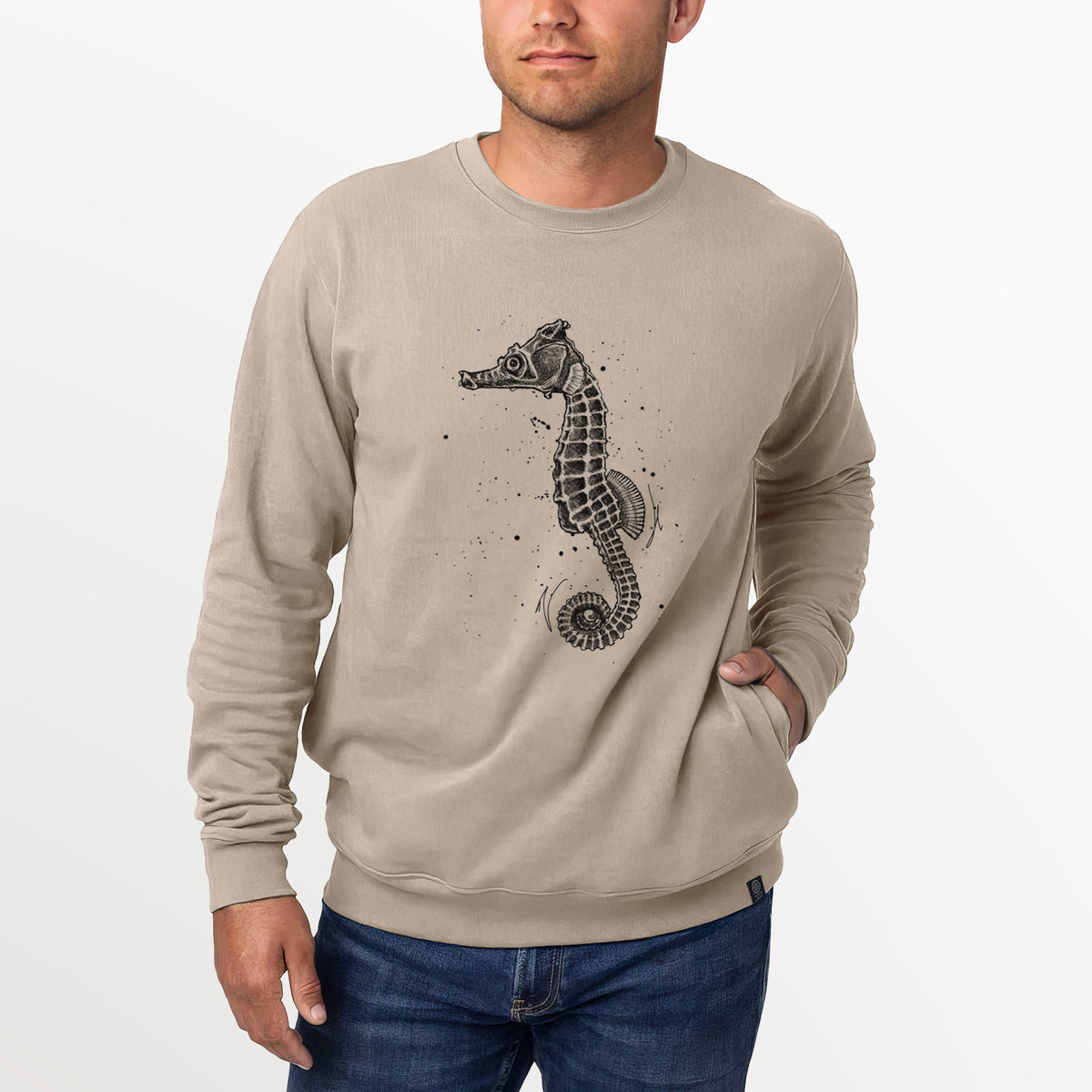 Hippocampus ingens - Pacific Seahorse  - Unisex Reclaimed Crewneck Sweatshirt