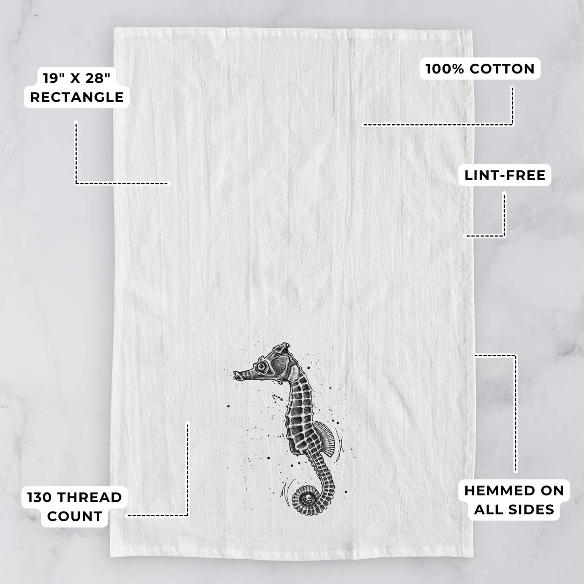 Hippocampus ingens - Pacific Seahorse Tea Towel