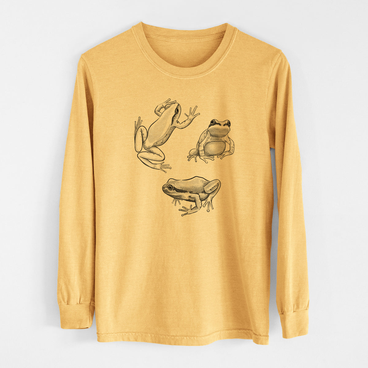 Pacific Tree Frogs - Pseudacris regilla - Men&#39;s Heavyweight 100% Cotton Long Sleeve