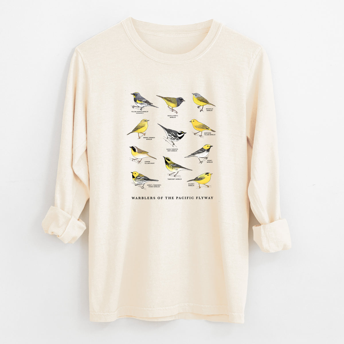 Warblers of the Pacific Flyway - Unisex Comfort Colors 100% Cotton Long Sleeve