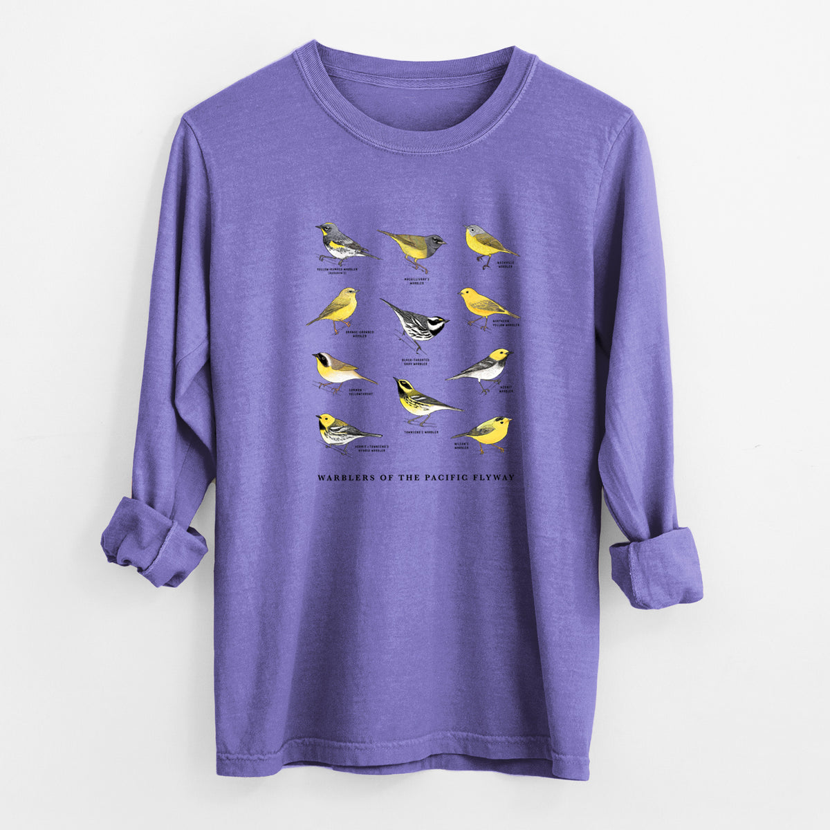 Warblers of the Pacific Flyway - Unisex Comfort Colors 100% Cotton Long Sleeve