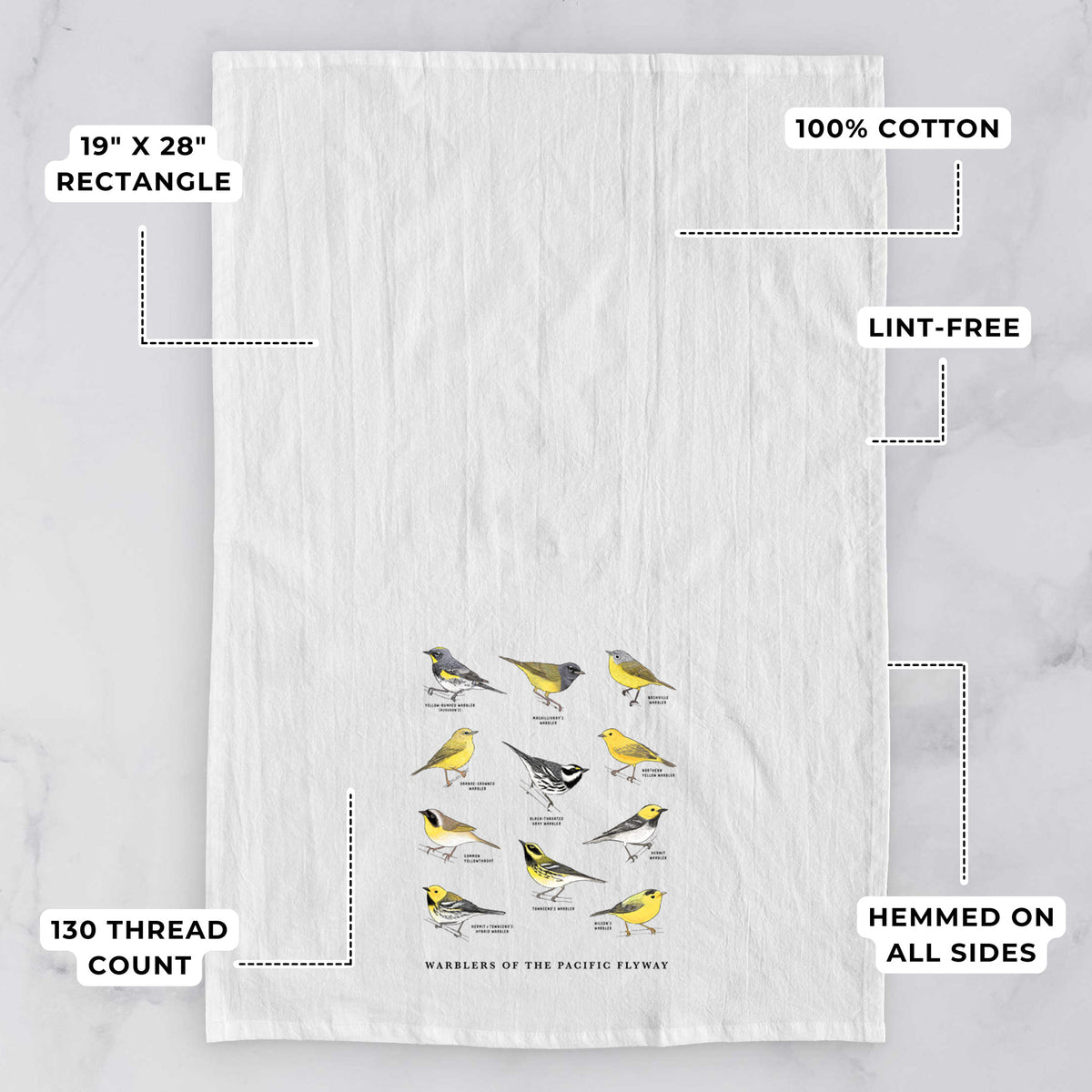Warblers of the Pacific Flyway Tea Towel