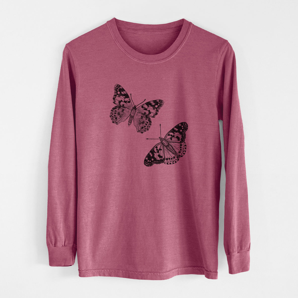 Painted Lady Butterflies - Men&#39;s Heavyweight 100% Cotton Long Sleeve