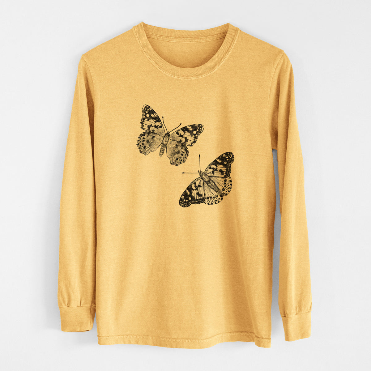 Painted Lady Butterflies - Men&#39;s Heavyweight 100% Cotton Long Sleeve