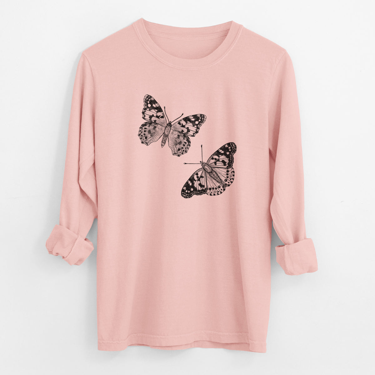 Painted Lady Butterflies - Men&#39;s Heavyweight 100% Cotton Long Sleeve