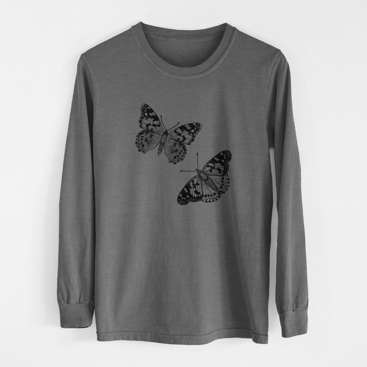 Painted Lady Butterflies - Men&#39;s Heavyweight 100% Cotton Long Sleeve