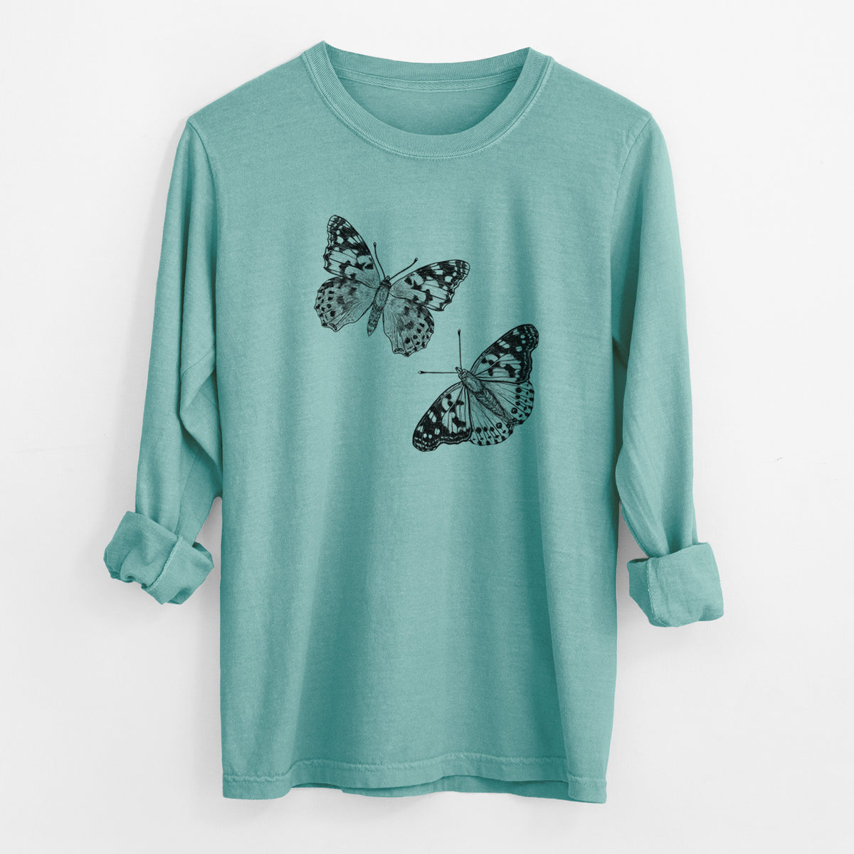 Painted Lady Butterflies - Men&#39;s Heavyweight 100% Cotton Long Sleeve