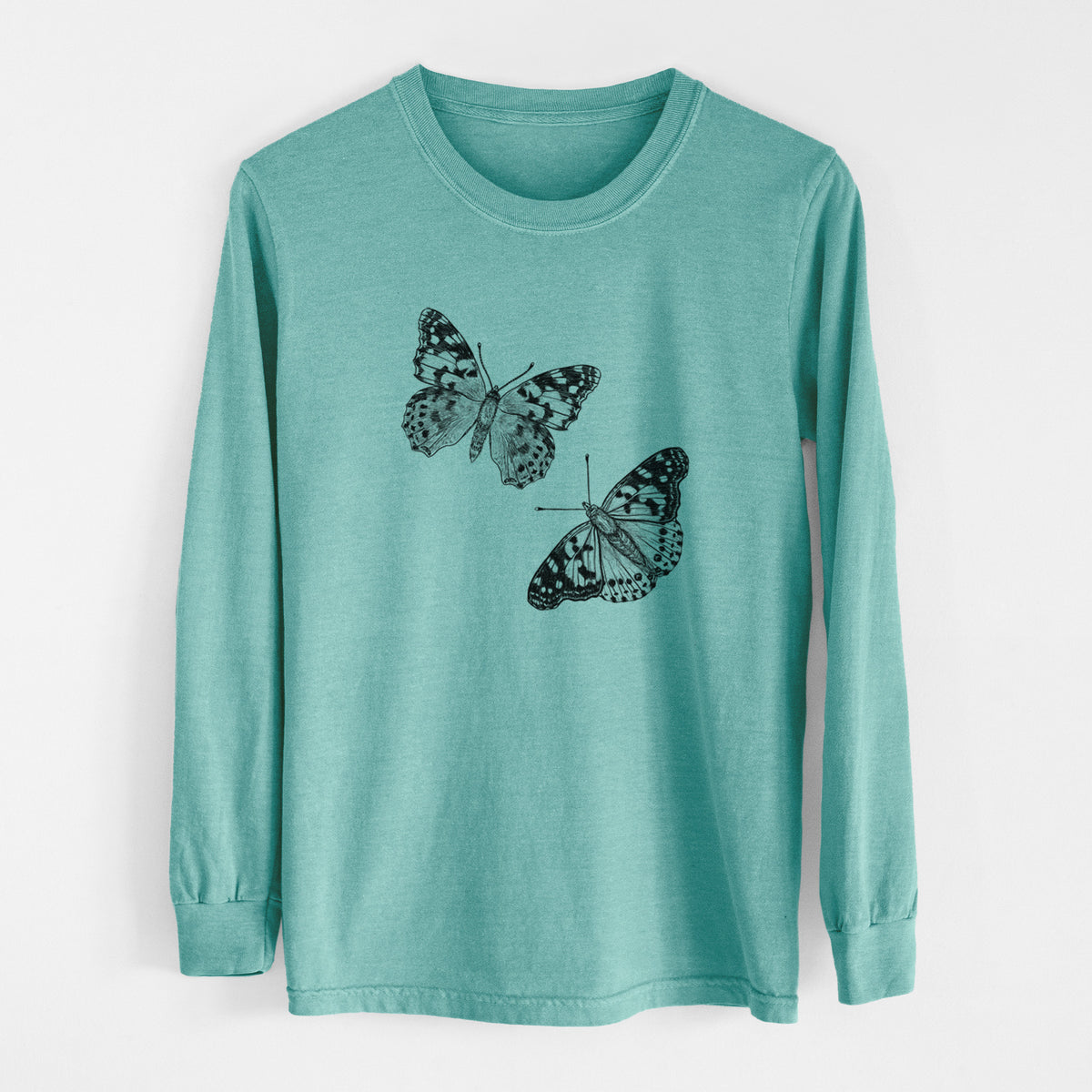 Painted Lady Butterflies - Men&#39;s Heavyweight 100% Cotton Long Sleeve