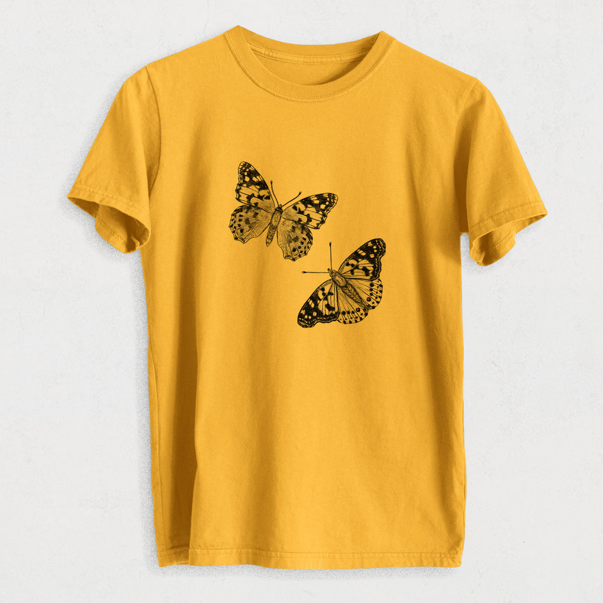 Painted Lady Butterflies - Heavyweight Men&#39;s 100% Organic Cotton Tee