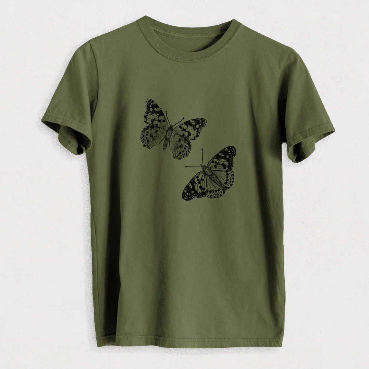Painted Lady Butterflies - Heavyweight Men&#39;s 100% Organic Cotton Tee