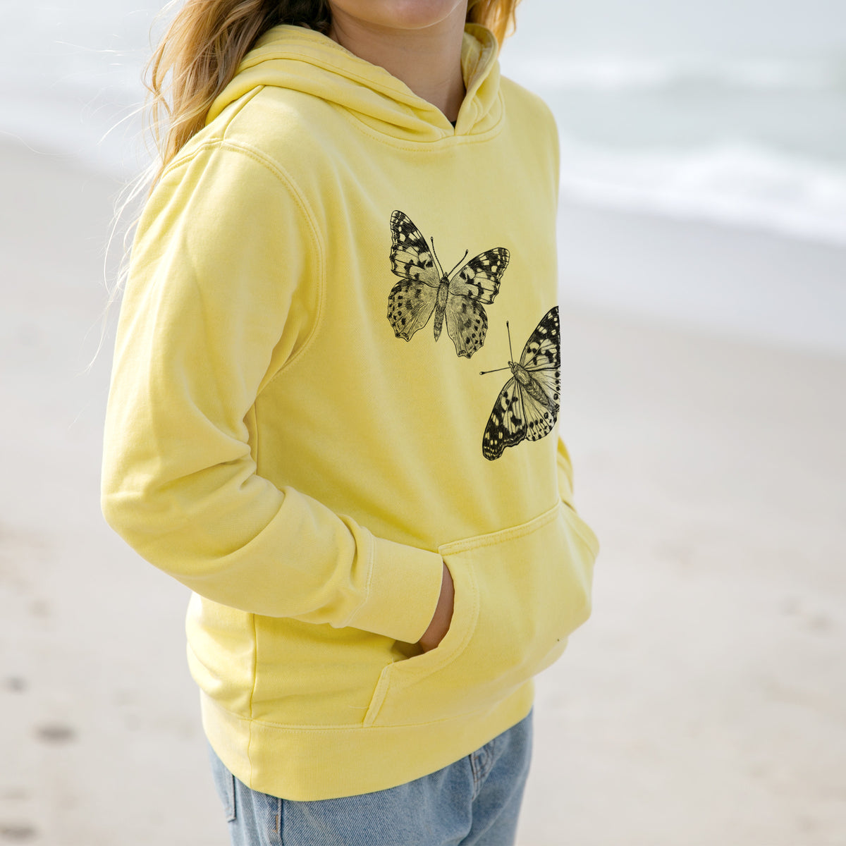 Painted Lady Butterflies - Youth Pigment Dyed Hoodie