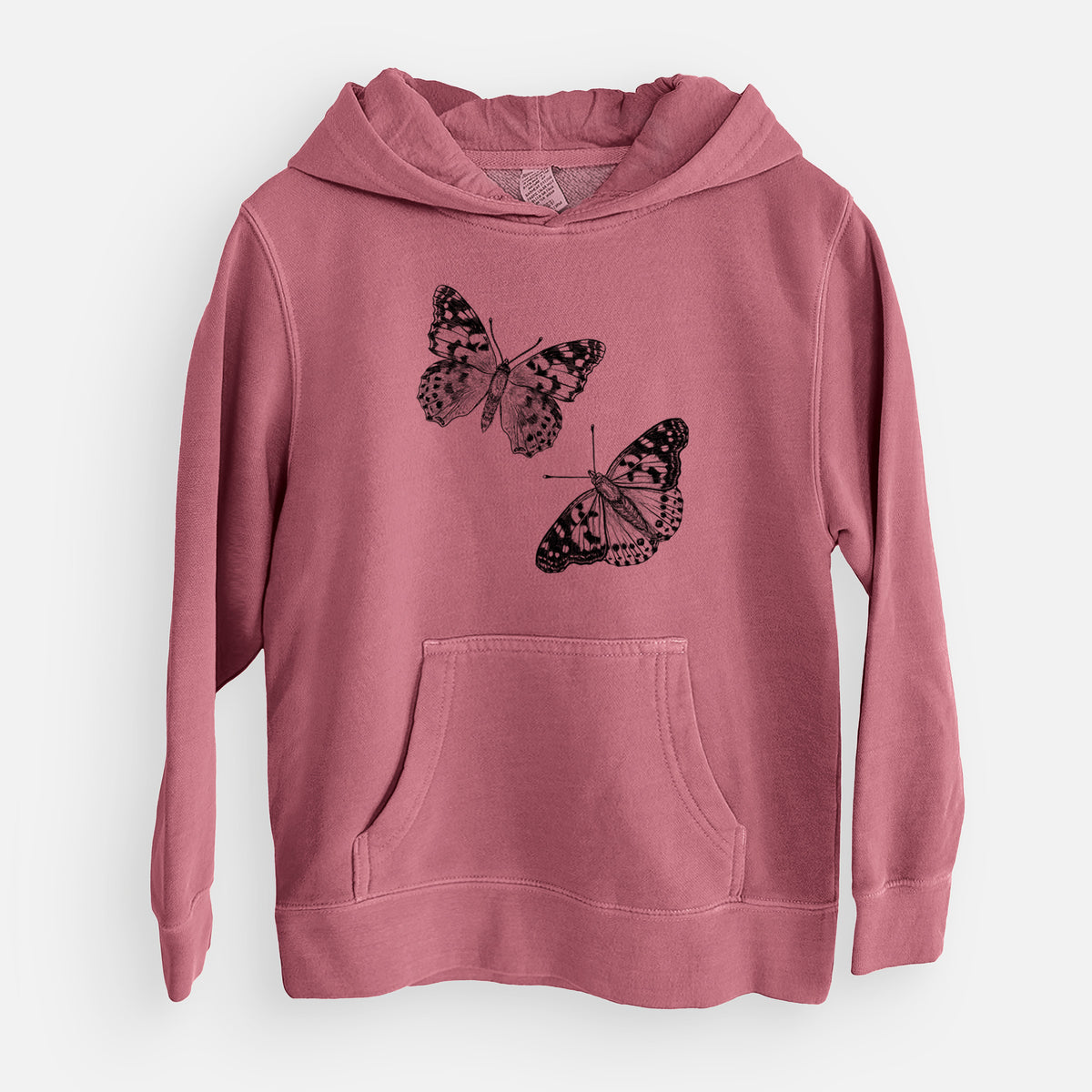 Painted Lady Butterflies - Youth Pigment Dyed Hoodie