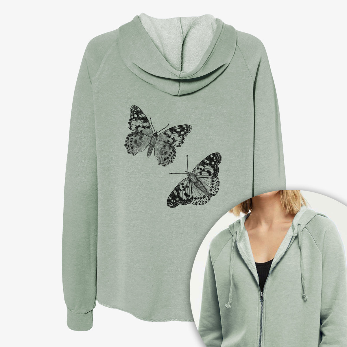Painted Lady Butterflies - Women's Cali Wave Zip-Up Sweatshirt