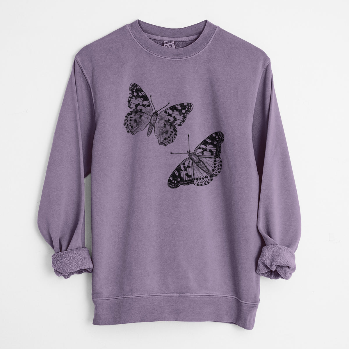 Painted Lady Butterflies - Unisex Pigment Dyed Crew Sweatshirt