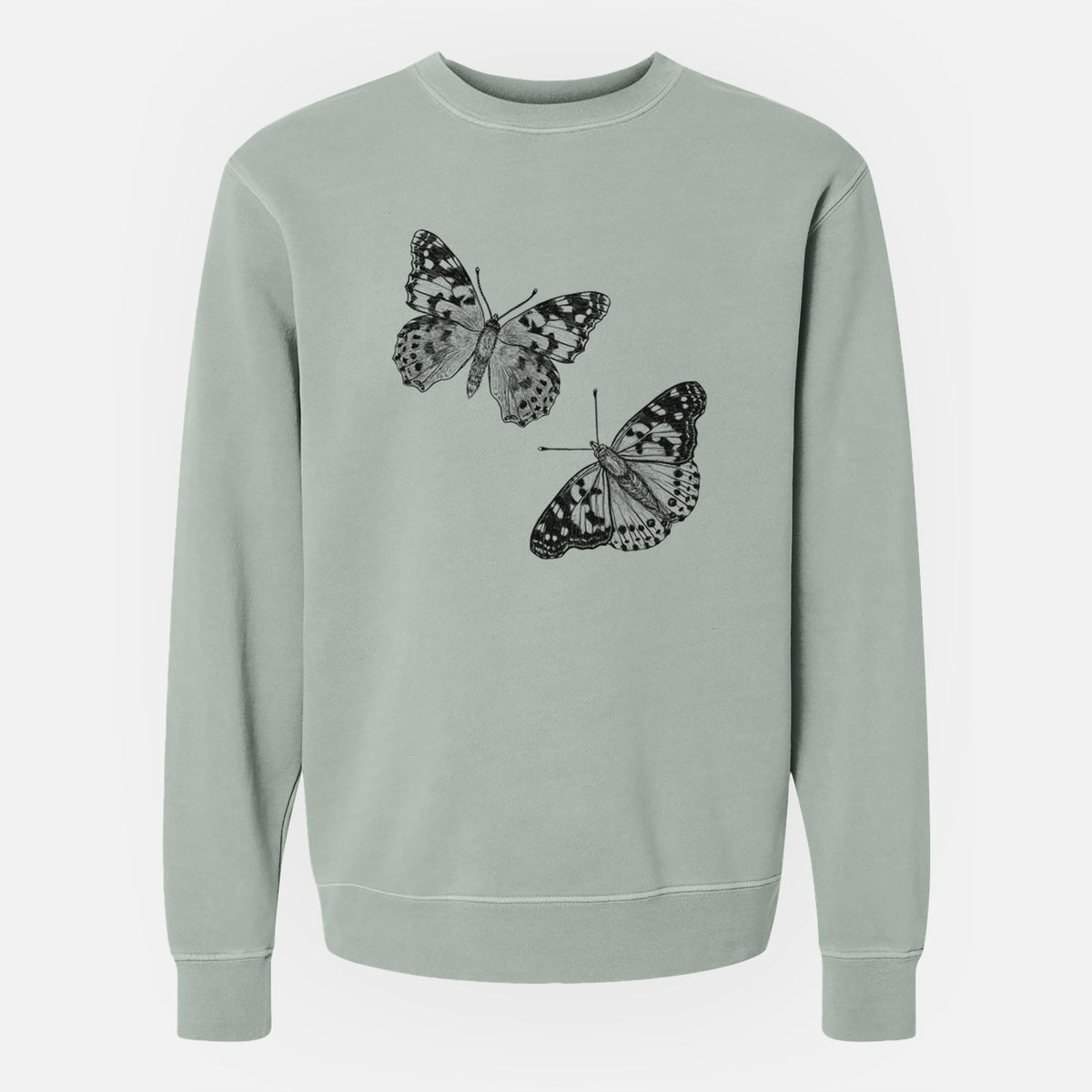 Painted Lady Butterflies - Unisex Pigment Dyed Crew Sweatshirt