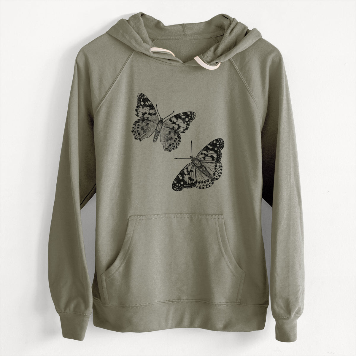 CLEARANCE - Painted Lady Butterflies  - Unisex Slim Fit Loopback Terry Hoodie