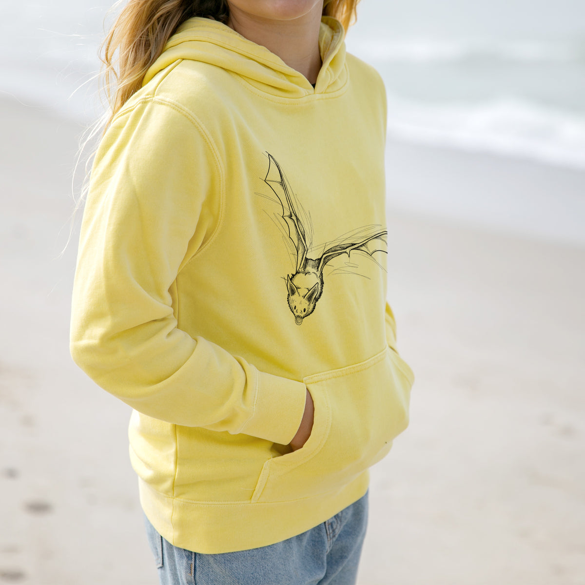 Pallid Bat - Antrozous pallidus - Youth Pigment Dyed Hoodie