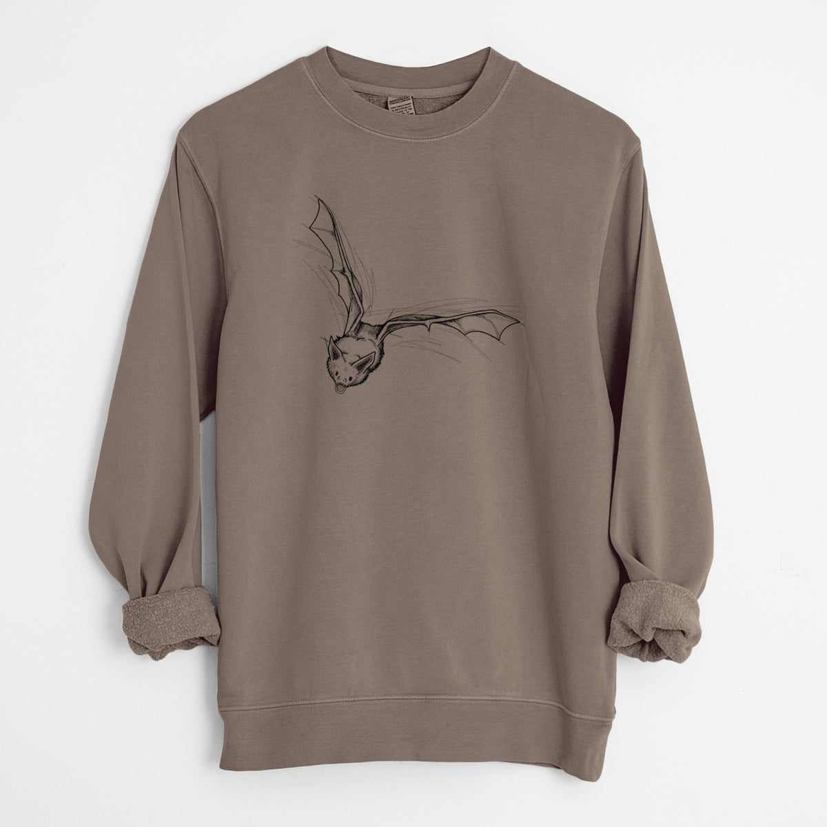 Pallid Bat - Antrozous pallidus - Unisex Pigment Dyed Crew Sweatshirt in Espresso Brown Color