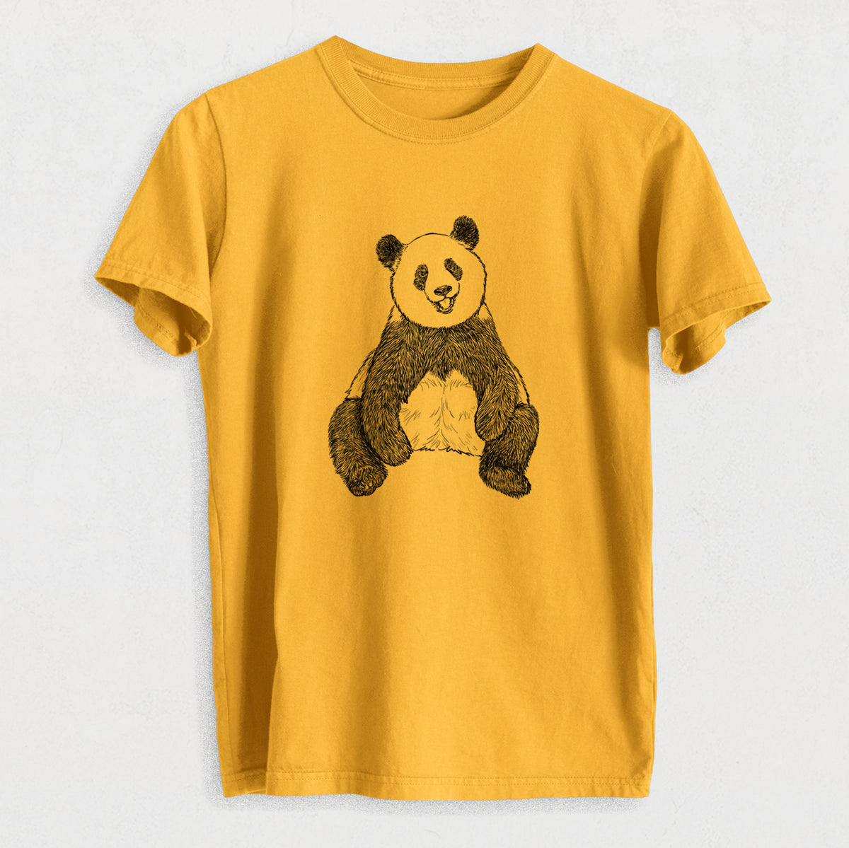 Ailuropoda melanoleuca - Giant Panda Sitting - Heavyweight Men&#39;s 100% Organic Cotton Tee