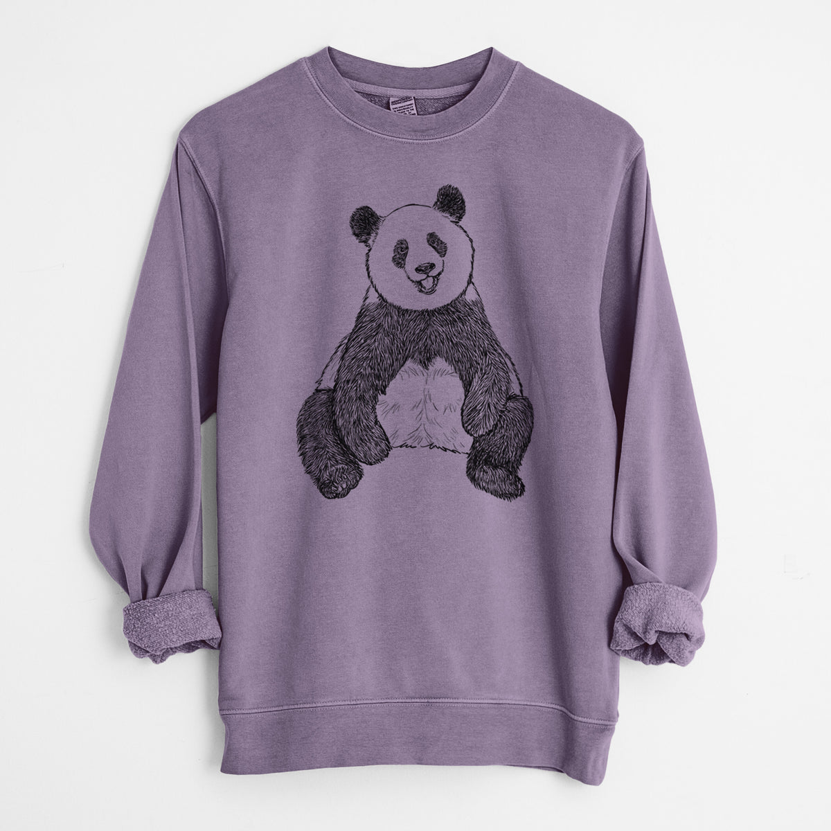 Ailuropoda melanoleuca - Giant Panda Sitting - Unisex Pigment Dyed Crew Sweatshirt