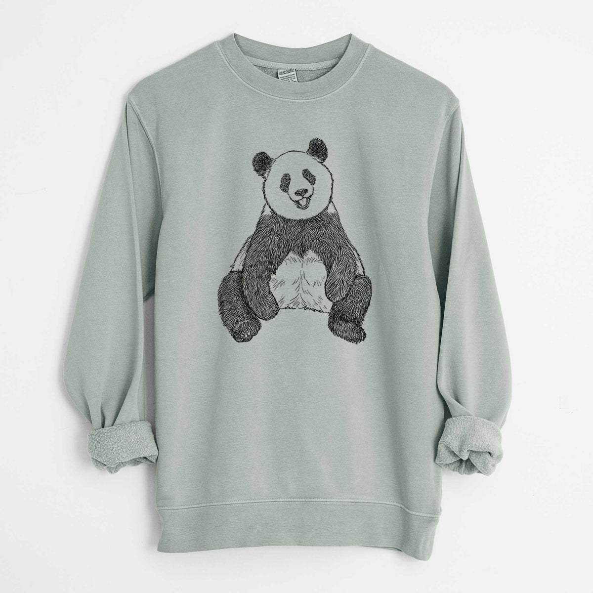 Ailuropoda melanoleuca - Giant Panda Sitting - Unisex Pigment Dyed Crew Sweatshirt